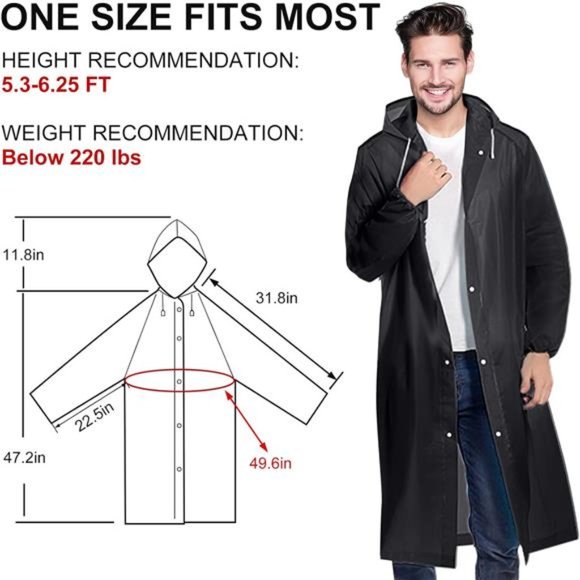 NVioAsport Rain Ponchos for Adults, Reusable Lightweight Rain Coat for Men and W - Picture 2 of 7